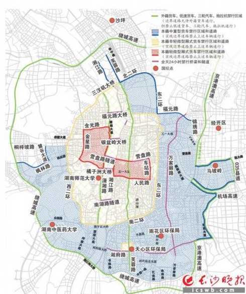 2019长沙限行区域图_2019版长沙城区限货图