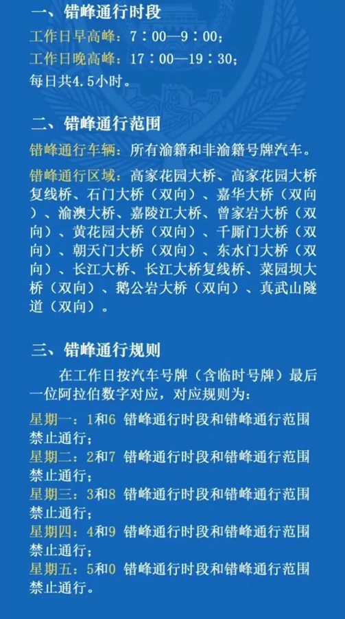 重庆限号限行的时间表(重庆限号时间新规2021)