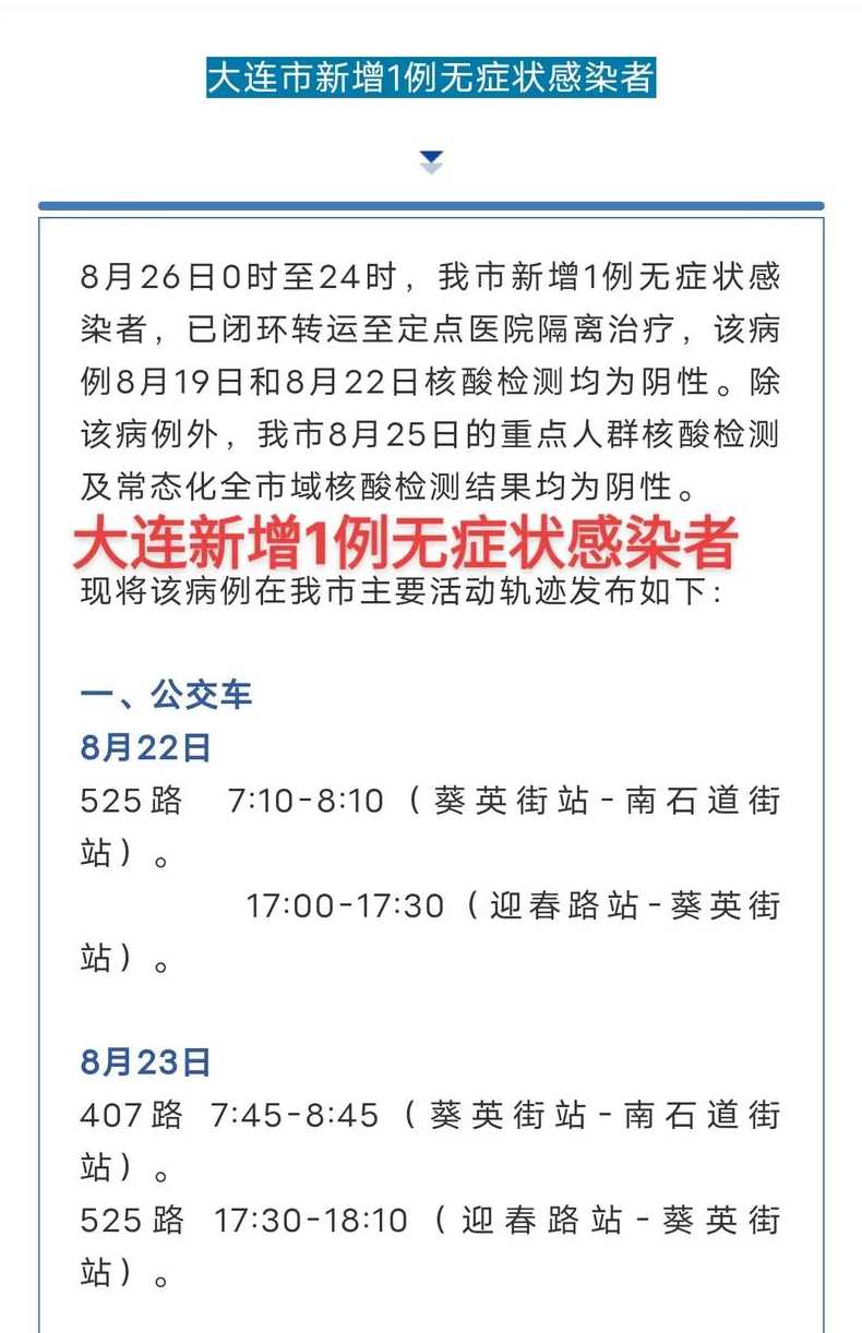 大连新增1例无症状感染者(大连新增27例无症状感染者 新闻)