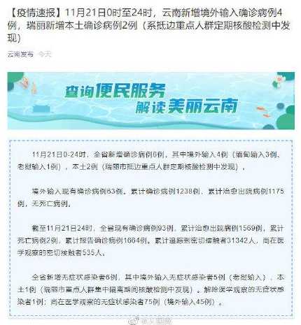 云南新增2例本土确诊〖云南新增2例本土确诊 在曲靖和普洱〗